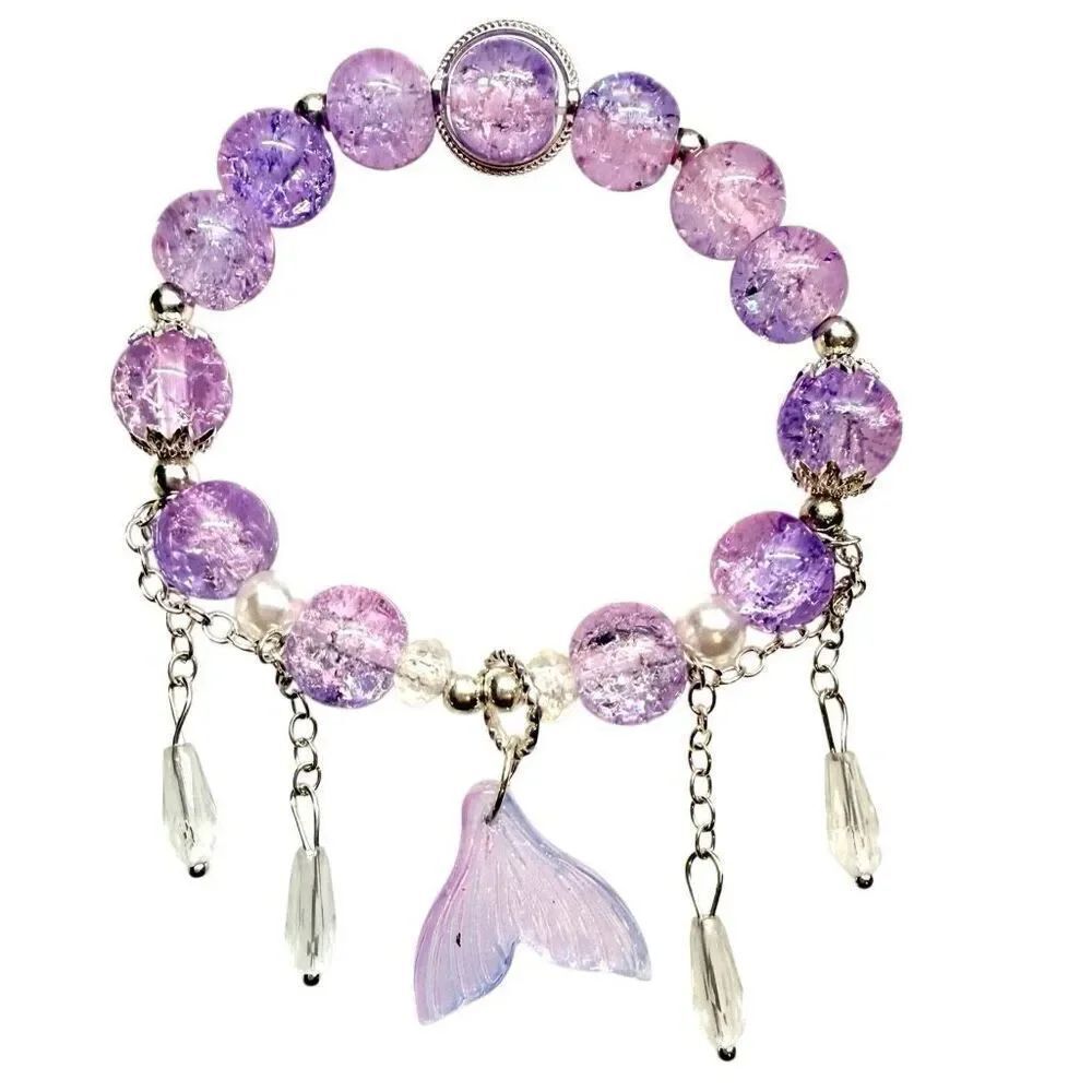 NWOT Etsy Love and Deepspace Rafayel Mermaid Tail Charm Purple Stretch Bracelet